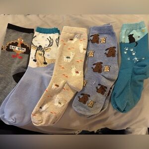 Five pair of cute animal socks